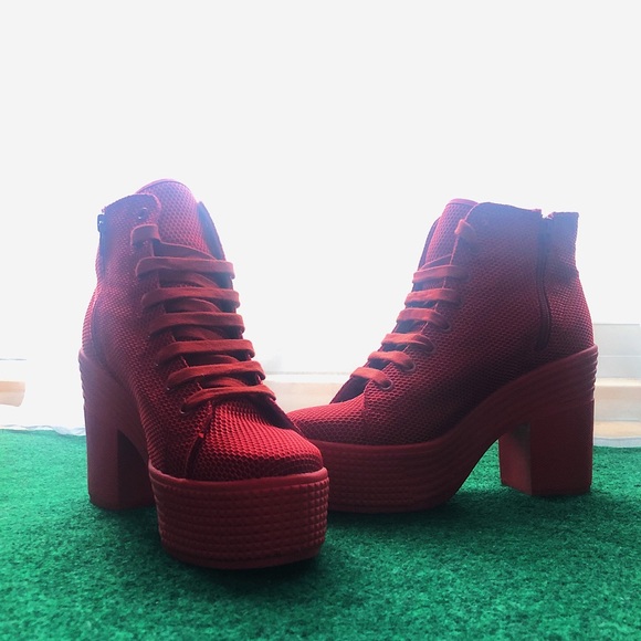 Jeffrey Campbell JC Play Rare Yeezy Red Ankle Boot - Picture 2 of 3